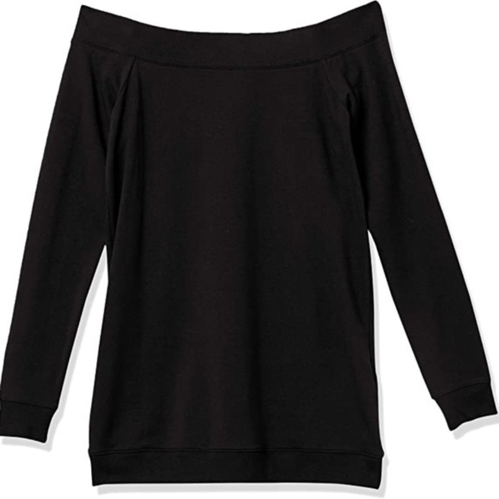 Daily Ritual - Medium - Black- Relaxed-Fit Long-Sleeve Cold Shoulder Tunic